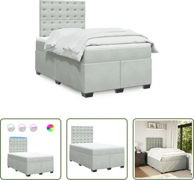 Produktbild von The Living Store Boxspringbett mit Matratze Hellgrau 120x190 cm Samt