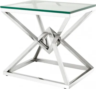 Produktbild von Casa Padrino Luxus Beistelltisch Edelstahl Nickel Finish 65 x 50 x H 60 cm - Tisch Möbel