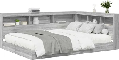 Zdjęcie produktu dla vidaXL Łóżko z regałem szare Sonoma 160 x 200 cm materiał drewnopochodny