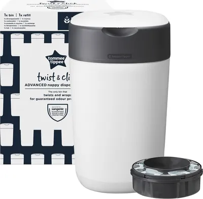 Immagine prodotto di Tommee Tippee Twist and Click Advanced, sistema ecologico, incl. 1x cassetta di ricarica con GREENFILM antibatterico e di provenienza sostenibile, bianco