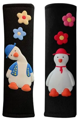 Produktbild von Gurtpolster Kinder 2 Stück Entenmuster Schwarz 24 cm