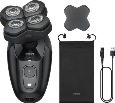 Zdjęcie produktu dla Philips 5000 series Head Pro seria 5000 HS5980/15 Elektryczna golarka do głowy, Mokry & Suchy, Samoostrzące ostrze, Bateria, Czarny