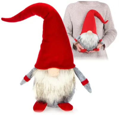 Productafbeelding van Kerstkabouter Kerstdecoratie - XXL - Stofmix en kunststof - 58 x 25 x 17 cm - Rood, wit en grijs