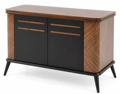 Image de Holz Sideboard Geometrischem Rautenmuster Mattschwarzen