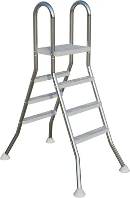 Produktbild von Edelstahl-Poolleiter mit 3 Stufen und ergonomischem Handlauf, rutschfest, als Schwimmbad- und Einstiegsleiter für eine Pooltiefe von 1,1 m, 150 kg Tragkraft, Silber, inklusive Montagematerial, Typ C