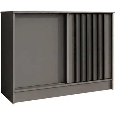 Produktbild von BEAUTYSOFA | Kommode HORIZON 100 cm Graphit, Schwarz mit Lamellen Sideboard mit 2 Schiebetüren, Modernes Design, viel Stauraum
