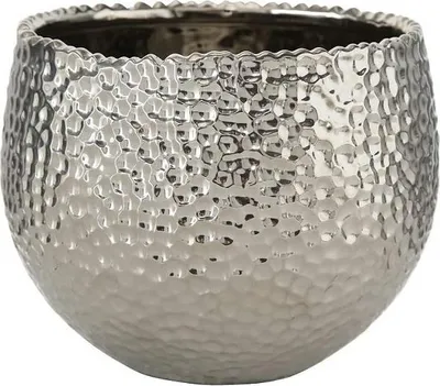 Produktbild von Übertopf Lajos Steingut  H.14 cm Ø.17 cm silber