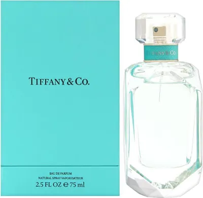 A product shot of Tiffany & Co. Eau de Parfum 75ml bottle and its packaging.