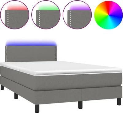 Obrázok produktu pre vidaXL Boxspring posteľ s matracom a LED diódou Tmavo šedá 120x200 cm Látka