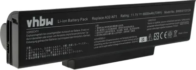Produktbild von vhbw Akku kompatibel mit Asus X73by, X73br, X73be, X72j, X72dr, X72d, X73s, N73V, X73e, X73b, X72vn, X72v, X72jr Notebook (6600 mAh, 11,1 V, Li-Ion)