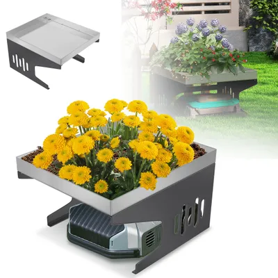 Produktbild von XMTECH Mähroboter-Garage mit Pflanzkasten, Wetterbeständig Dach,Überdachung, 43x60x70cm, Unterstand für Rasenmäher, Metall, Anthrazit