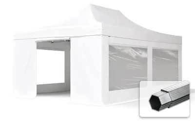 Image de TOOLPORT 4x6 m Tonnelle pliante Alu, PES 800, côtés panoramiques, blanc