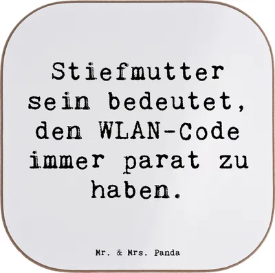 Produktbild von Mr. & Mrs. Panda PErsonalisierte Bierdeckel Stiefmutter Heldin - Weiß - Geschenk, Dankeschön, Untersetzer, Geduld, Stiefkind, familie, Personalisierter, Weihnachten