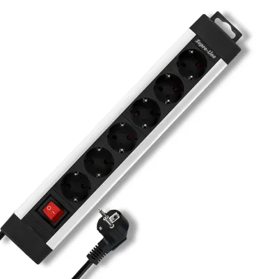 Produktbild von REV SupraLine Steckdosenleiste 6-Fach - mit Schalter, 2,4m, Silber