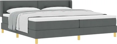 Zdjęcie produktu dla vidaXL Łóżko sprężynowe z materacem ciemnoszare 200 x 200 cm tkanina
