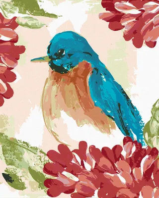 Produktbild von Zuty - Malen nach Zahlen - BLAUER VOGEL IN BLUMEN (HALEY BUSCH), 40x50 cm, ohne Keilrahmen
