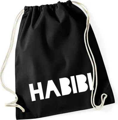 Produktbild von Huuraa Turnbeutel Habibi Schatz Freund 12 Liter Black Baumwolle Rucksack Geschenkidee