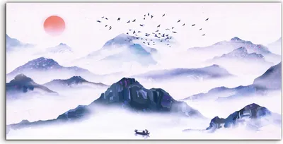 Produktbild von Coloray Canvas 100x50  Wandbild Leinwand Bilder Kunst Tusche Landschafts Malerei