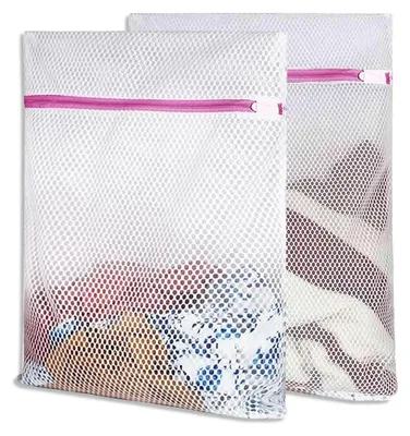 Image de Sacs à linge pour machine à laver, lot de 2, avec fermeture éclair, couleur rose, 30x40 cm