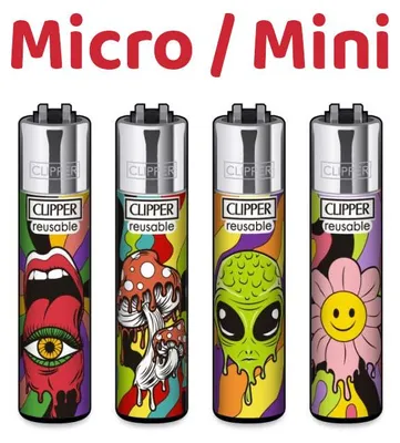 Produktbild von Micro / Mini Clipper Reibradfeuerzeuge 4x Hallucinations