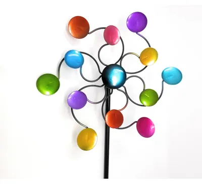 Produktbild von Windrad Gartenstecker Kreise H. 110cm D. 24cm bunt aus Metall Formano S25