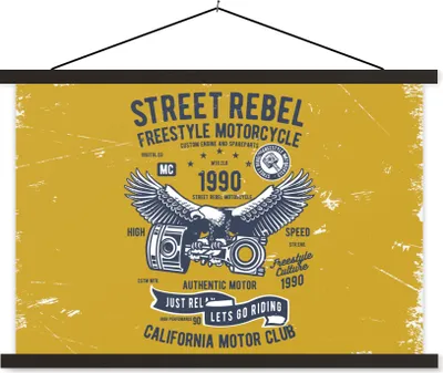 Produktbild von MuchoWow® Textilposter Motorrad - Oldtimer - Angebot 60x40 cm mit schwarzem Rahmen - Hölzernes