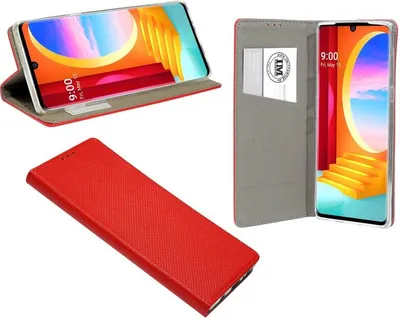 Produktbild von cofi1453® Buch Tasche "Smart" kompatibel mit LG VELVET Handy Hülle Etui Brieftasche Schutzhülle mit Standfunktion, Kartenfach Rot