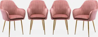 Produktbild von sweeek - 4er-Set Samt-Sessel mit Metallbeinen  - Altrosa
