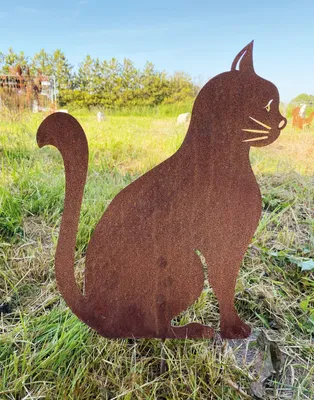 Produktbild von Gartenfigur Katze sitzend 45x35cm Gartenstecker Edelrost Wetterfest Rost Metall Rostfigur Katzen Figur Tier