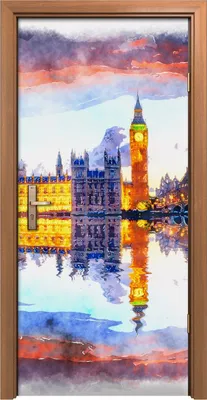 Produktbild von Türposter 90x200 cm Türaufkleber Türtapete Türfolie Klebefolie Stadt London Brücke Fluss England