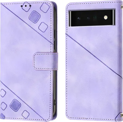 Produktbild von Hülle für Google Pixel 6 Pro Prägung Flip Leder Brieftasche Schutzhülle mit Ständer Lila