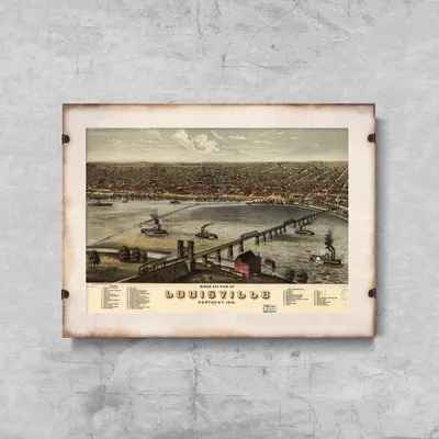 Produktbild von Poster - Canvas - Leinwand - 84,1 cm x 59,4 cm - Fotoposter - Leinwandkunst - Alte Karte Louisville Kentucky