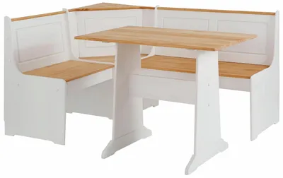 Produktbild von Eckbankgruppe >Strasbourg< in Weiß/Honigfarben, Kiefer - 160x87x120cm (BxHxT)