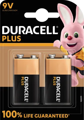 Image de Duracell Batterie Plus NEW -9V (MN1604/6LR61) 2St.