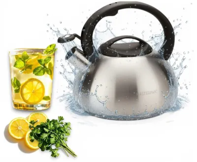 Produktbild von Masterpan Stahl Wasserkocher 2 L mit Pfeife für Induktion