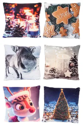 Produktbild von 6 Stück X-Mas Kissen Weihnachtskissen Deko Weihnachten 25x25cm