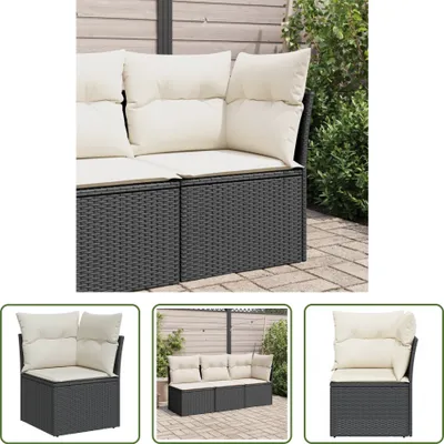 Image de The Living Store Canapé d'angle de jardin avec coussins Noir Poly Rattan