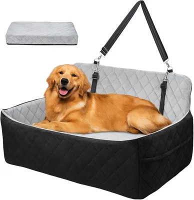Produktbild von Hundesitz Auto für große/mittlere Hunde XXL , Universal Hundebett Autositz, mit Sicherungsgurt, Abriebfest, Rutschfest & Waschbar, 80 x 50 x 40cm