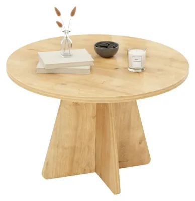 Produktbild von Wohnzimmertisch Dkluiver, Niedriger Wohnzimmertisch, Kaffeeregal, Couchtisch für Sofa, 60x60h40 cm, Eiche