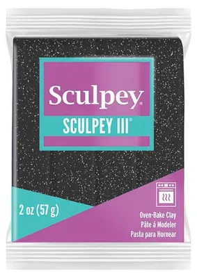 Polymermasse mit Glitzer, 57 g, Schwarz Glitzer, Modelliermasse
