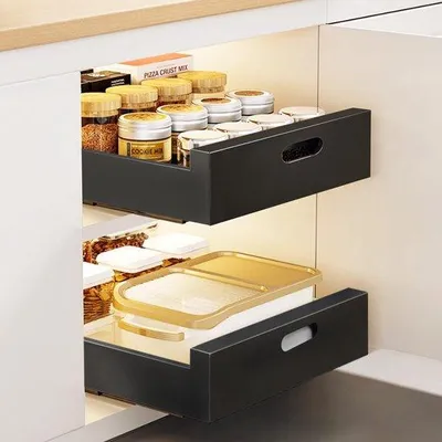 Obrázek produktu pro Azomor – výsuvný organizér do kuchyňských skříněk bez vrtání a hřebíků
