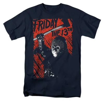 Immagine prodotto di Maglietta unisex per uomo/donna, ispirata al film "Venerdì 13" - "Jason Lives", modello TV38697 (taglia XL), colore blu navy