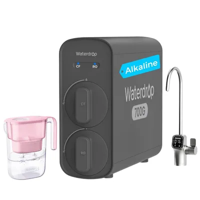 Produktbild von Waterdrop G5P700A Alkalischer Mineral Umkehrosmose-Wasserfilter, 700 GPD, mit einer zusätzlichen WD-PT-05P Wasserfilterkanne