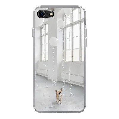 Produktbild von MuchoWow® Handyhülle Schutzhülle Hülle für iPhone 8 Hund - Weiß - Luftballon Silikon Softcase Handy Hülle - Schutzhaube
