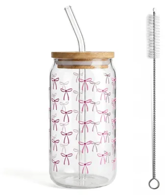 Produktbild von Trinkglas mit Deckel und Strohhalm - 500 ml Fassungsvermögen - für Eiskaffee, Limonade, Smoothies, Bier und Cocktails
