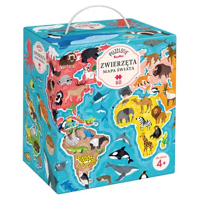 Obrázek produktu pro CzuCzu Puzzle Zvířata na mapa světa 60 dílů ZA4163