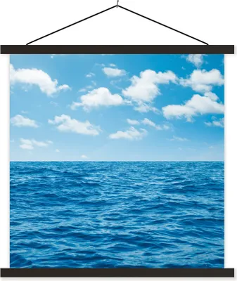 Produktbild von MuchoWow® Textilposter Meer - Wolken - Blau 60x60 cm mit schwarzem Rahmen - Posteraufhänger