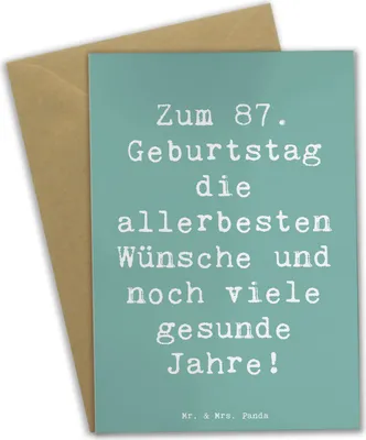 Produktbild von Mr. & Mrs. Panda Glückwunschkarte Spruch 87. Geburtstag - Meeresbrise - Geschenk, einladungskarten, osterkarte, besondere Geschenke 87 Jahre, Geburtstagsfeier, Ehrentag