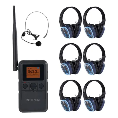 Image de Ensemble d'écouteurs Retekess TA003P-TA004S pour discothèque silencieuse, fitness, yoga, offrant une qualité sonore Hi-Fi, une autonomie de 12 heures, des LED à 3 canaux, une connexion automatique et un confort optimal