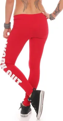Produktbild von Damen Sport Leggings Baumwolle Stretch Slim Fit  EU Rot M/38
